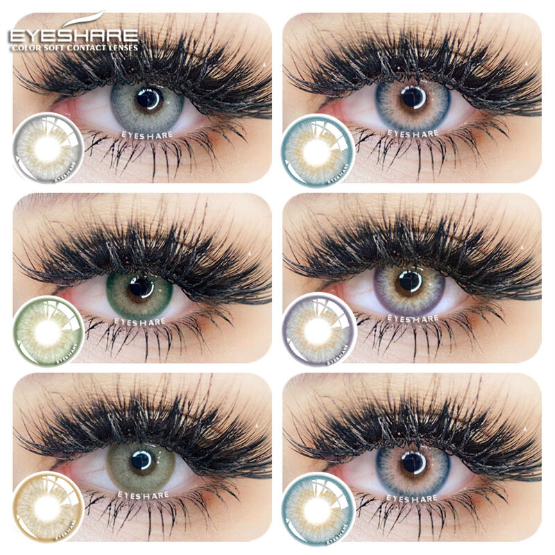 Eyeshare cor natural lente olhos 2pcs cor lentes de contato para os olhos azul cor cinza lente anual beleza cosméticos lente de contato olho