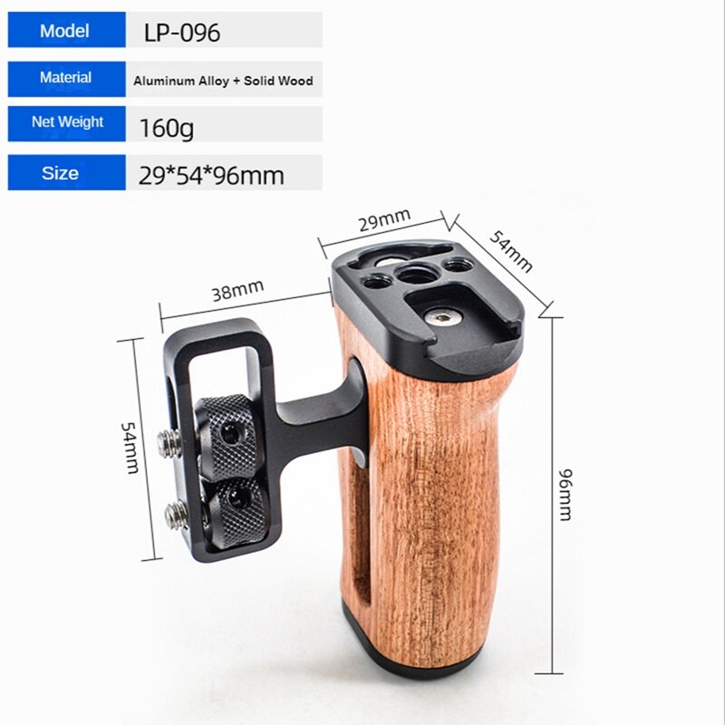 Wooden Hand Grip For Photo Expand Cage Wooden Handle Grip Cold Shoe For Mic Video Light
