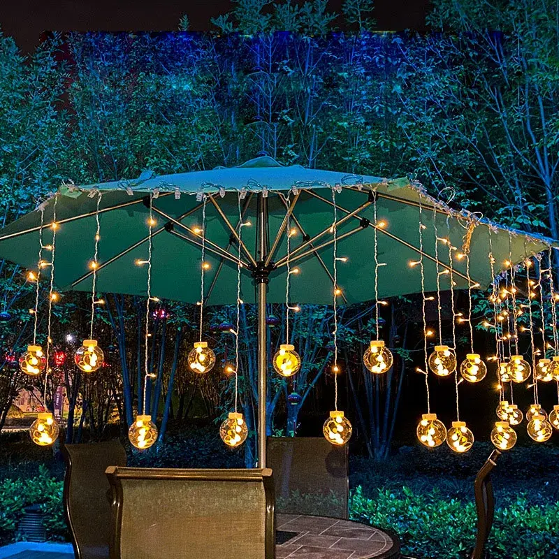 LED Solar Light Outdoor Waterproof Fairy Garland Votive garrafa Cortina String Light Christmas Party Lamp para Decoração do Jardim