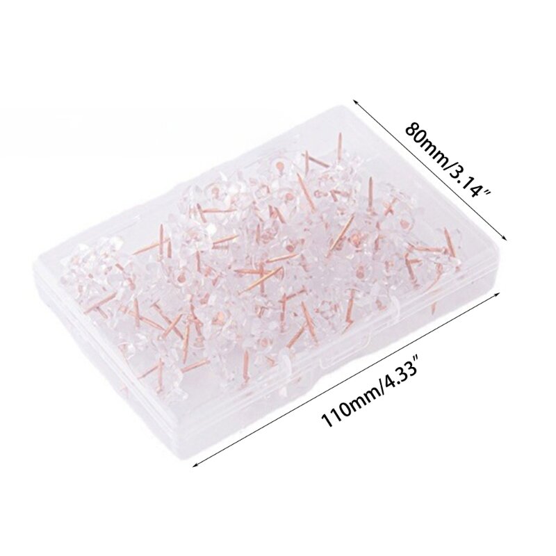 상자 퀼트 핀이 있는 100PCS 플라스틱 바느질 핀 투명 푸시인 지도 핀