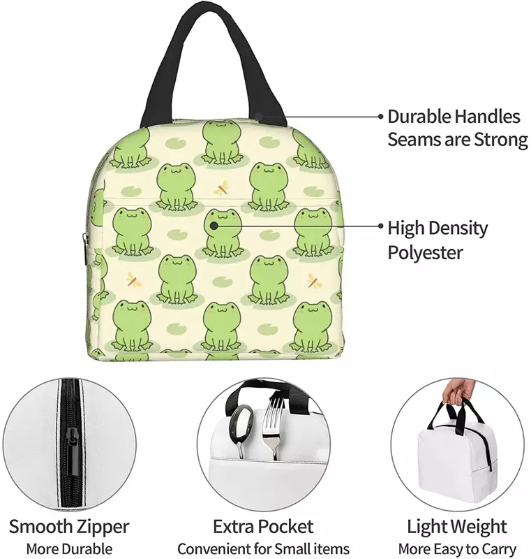Bolsa de almuerzo con forma de rana para hombre y mujer, bolsa de viaje con aislamiento, reutilizable, para ir de compras
