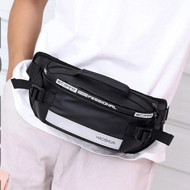 Мужская нейлоновая поясная сумка с защитой от кражи, многофункциональный Забавный поясной кошелек, светоотражающая полоска, нагрудная сумочка