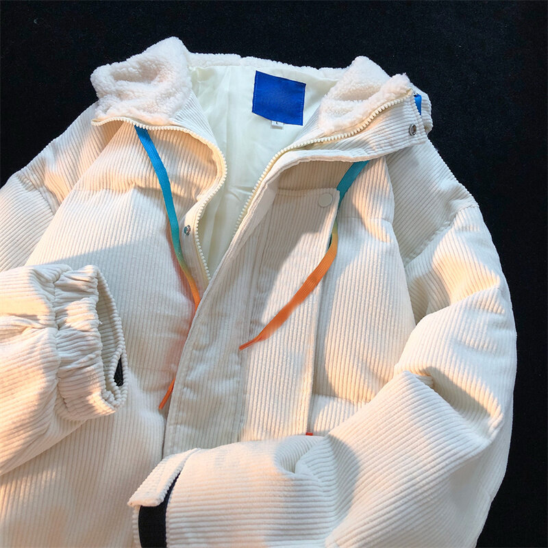 Men Winter Hooded Parka Jackets Streetwear Hip Hop Solid Color Thick Warm Coats Harajuku Fashion Casual Outdoor Jackets H164