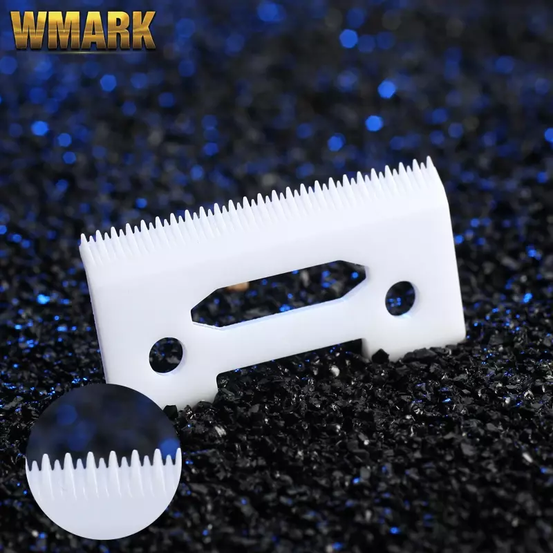 WMARK 10pcs 2-hole Stagger-tooth Ceramic Movable Blade with Box for Cordless Clipper Replaceable Blade White Black Golden Color
