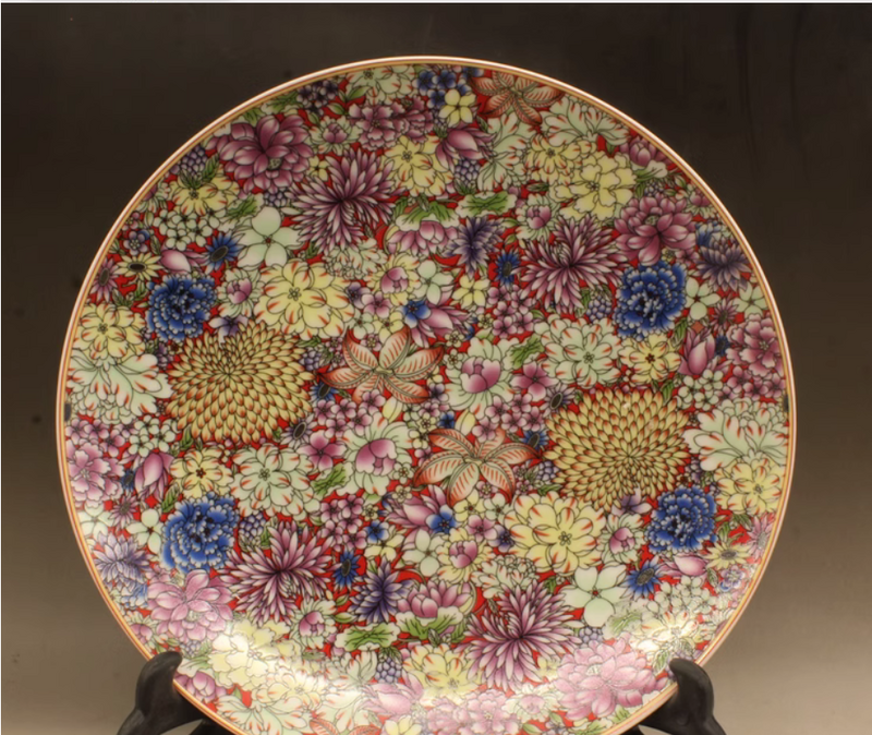 Pastelowy wzór kwiatowy porcelanowy talerz dekoracja kolekcji dekoracji antyczna porcelana