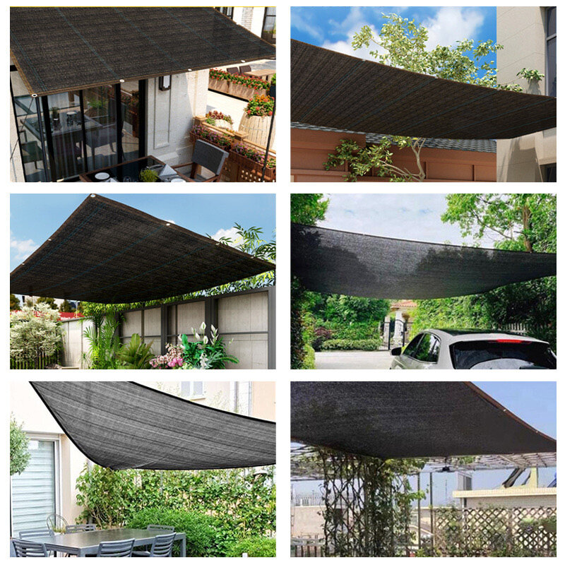 Black Sunshade Net, Plant Shading, Greenhouse Cover, Mesh Fence, Privacy Screen, Garden Sun Shed, ao ar livre, Anti-UV, 80 ~ 85%, 12PIN