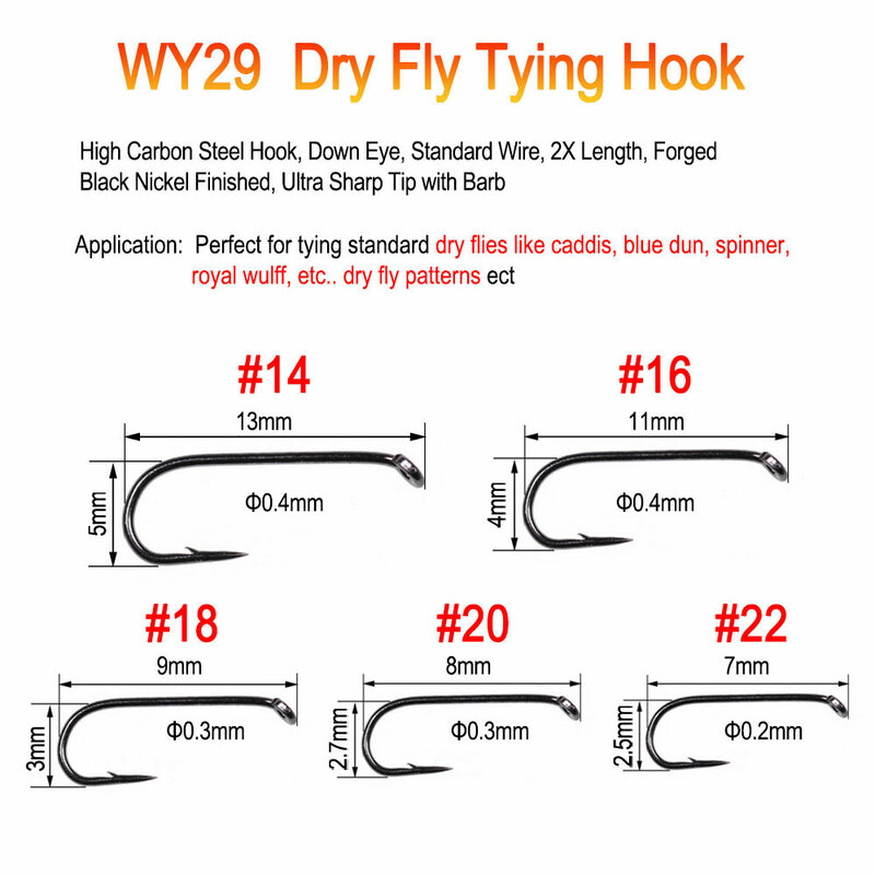 Icians 100PCS Classic Barb & bar(fishing Fly Hook Dry Fly Wet Fly Jig ninfa gamberetti ninfa Caddis Streamer Fly Tying Hook
