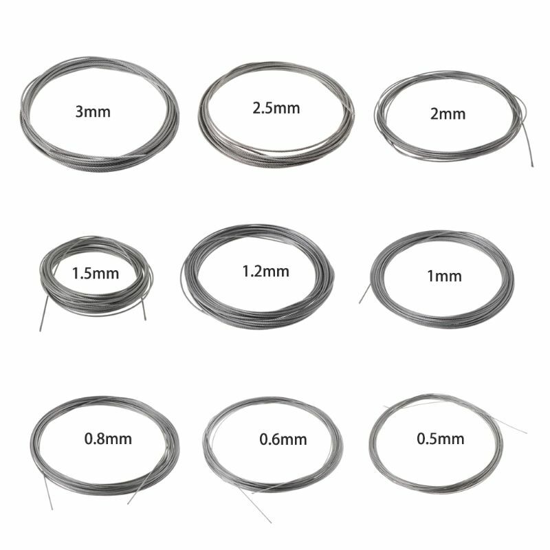 녹 방지 내마모성 소프트 스틸 와이어 로프, 야외 정원 공예용, 10 미터, 0.5mm, 0.6mm, 0.8mm, 1/1mm, 2/1mm, 2/2mm, 3mm