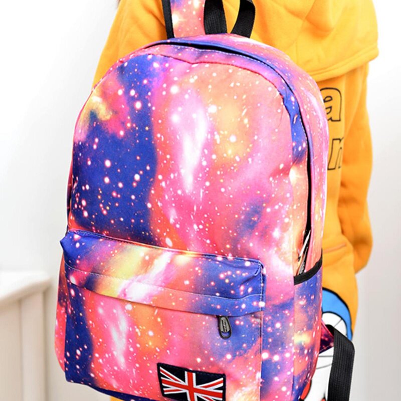 Starry Sky Shoulder Bag com vários bolsos, mochila à prova d'água, material escolar para alunos, meninos e meninas