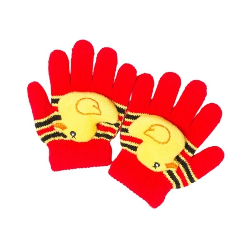 Bunte Handschuhe für Kinder, niedlich, für Kinder, Fäustling, Cartoon-Tiere-Thema, Fäustling, Winter, warme
