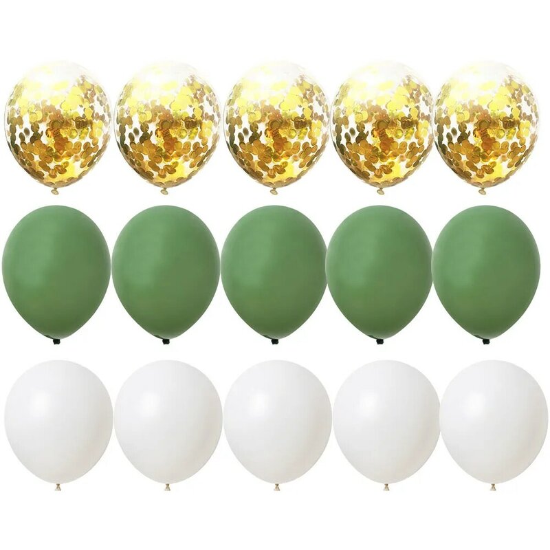 Kit de globos Retro de 15/20 piezas, 10 pulgadas, bolas de oro blanco y verde, cumpleaños, boda, aniversario, jungla, decoración de fiesta de verano, suministros para el hogar