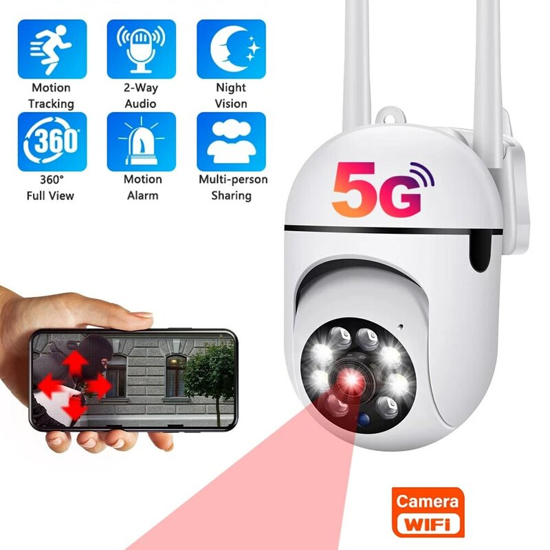 Câmera de vigilância de segurança com fio ao ar livre, rastreamento humano AI, áudio bidirecional, Night Color Cam, 2MP, 3MP, IP Wi-Fi
