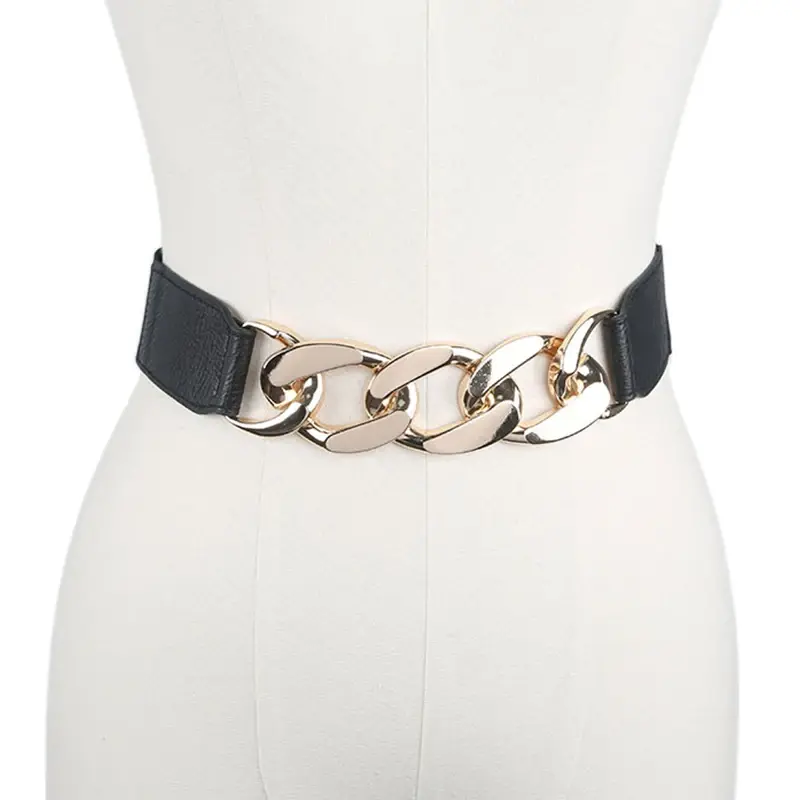Gold Chain Belt Elastic Silver Metal Waist Belts for Women High Quality Stretch Cummerbunds Ladies Coat Ketting Riem Waistband