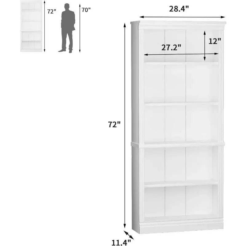 5-Shelf Bookcase, Wooden Standing Rack Book Storage Shelves Furniture Selection for Living Room, Bedroom, Home Office