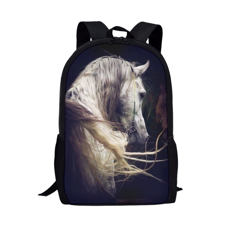 Cavalo branco 3D Print Mochila para adolescentes, mochila escolar para meninos e meninas, mochila estudantil, bolsas de viagem, mochila na moda, Hot Sales