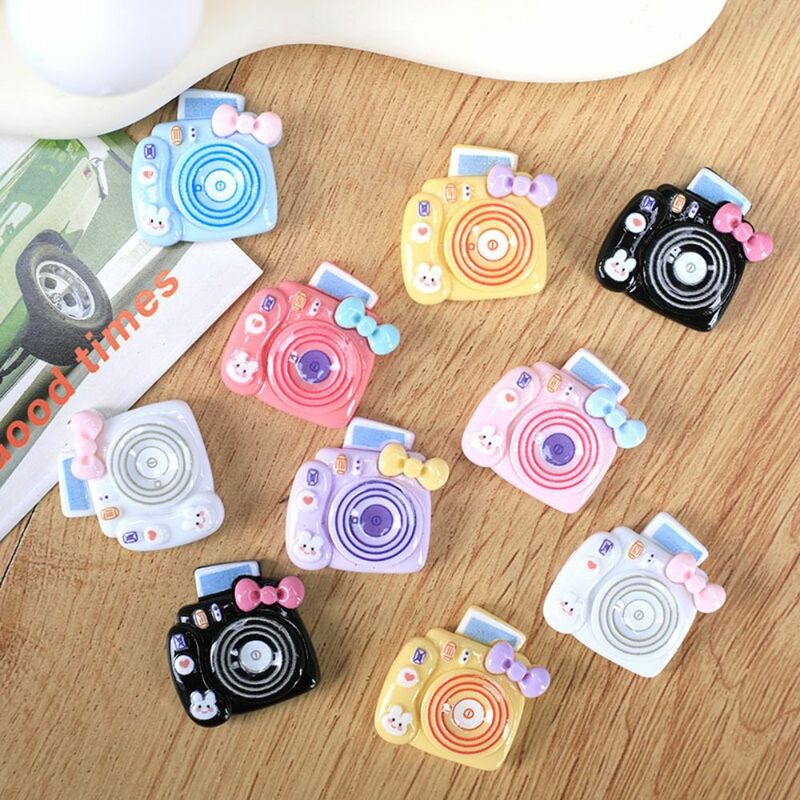 20pcs Film Camera Resin Bread Charms Scrapbooking Hair Clip Making for Croc Shoes Accessories Colorful Cream Gel DIY Crafts