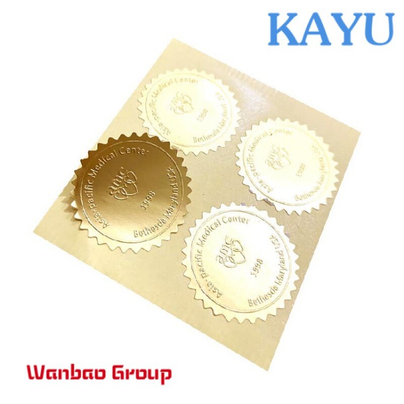 Custom  Gold Foil Embossed Seal Sticker Low Moq High Quality 3d Embossed Metallic Gold Sticker With Custom Logo