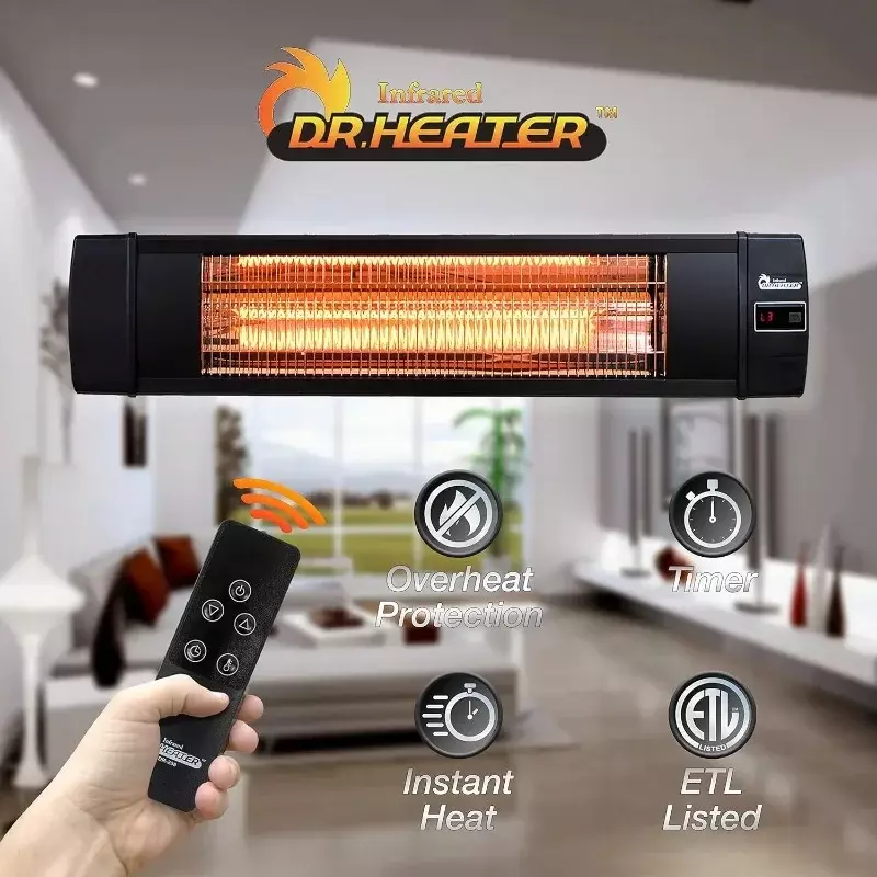 Dr. Infrared-DR-238 Carbon Outdoor Heater, Standard, Black, Restaurant, .c, Backyard, Garage, Decks