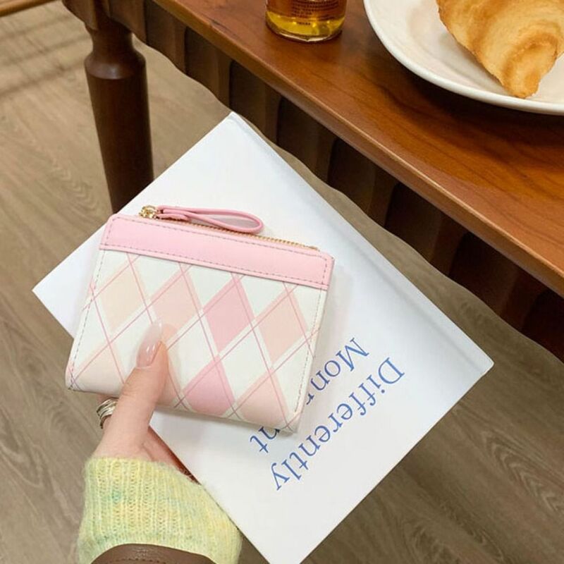 Mini Short Wallet Korean Style Large Capacity PU Leather Coin Purse Solid Color Card Holders Woman