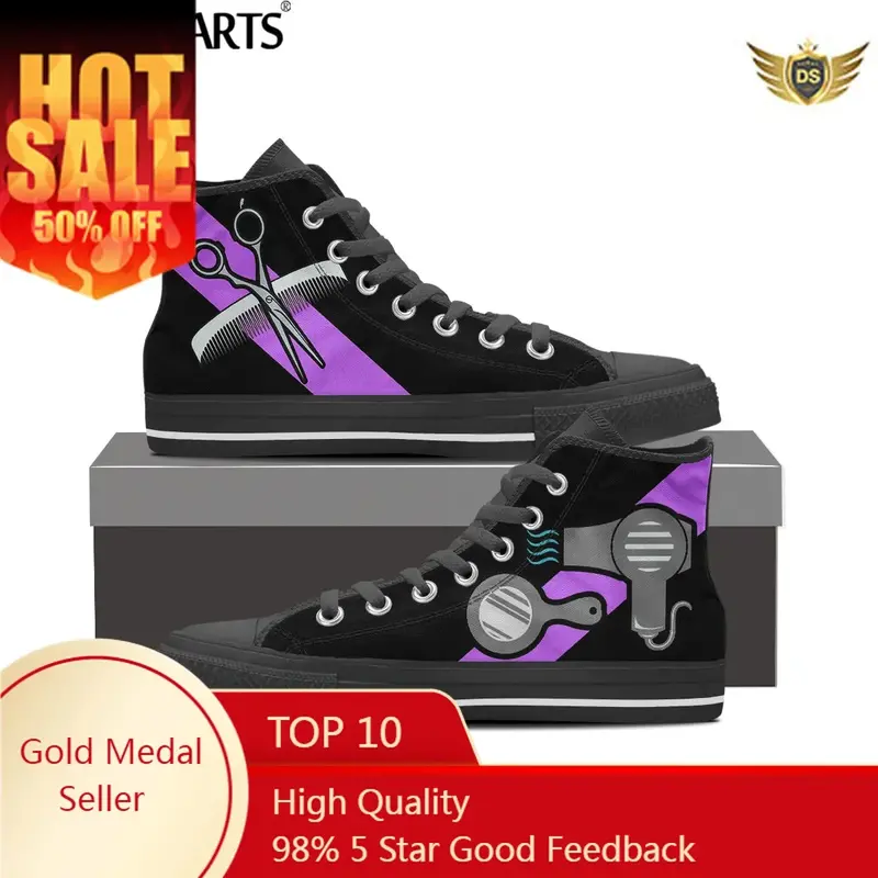 Men's High Top Canvas Shoes Barber Accessories 3D Print Teenage Boys Vulcanize Flats Shoes Spring Male Sneakers Hot