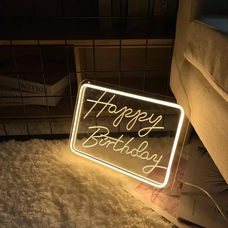 Happy Birthday Neon Sculpt Sign Personal Custom Made Led Light For Friend Birth Gifts Living Room Decor Neon Letters on The Wall