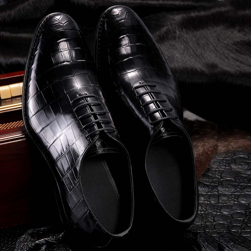 KEXIMA-zapatos de cocodrilo para hombre, calzado formal, fabricación de proceso manual