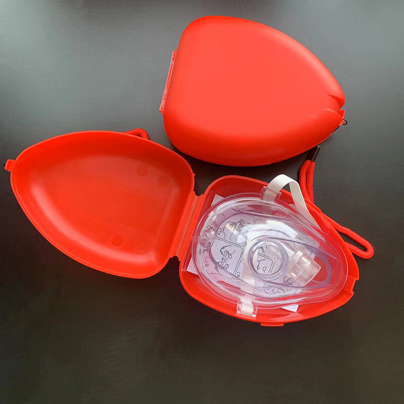 Masker katup pernapasan satu arah, respirasi buatan, masker pernapasan latihan CPR dengan kotak penyimpanan perlengkapan pertolongan pertama