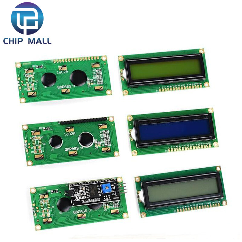 Módulo de Interface de Display LCD para Arduino, Tela Azul, Amarela, Verde, Caracteres 16x2, PCF8574T, PCF8574, IIC, I2C, 5V