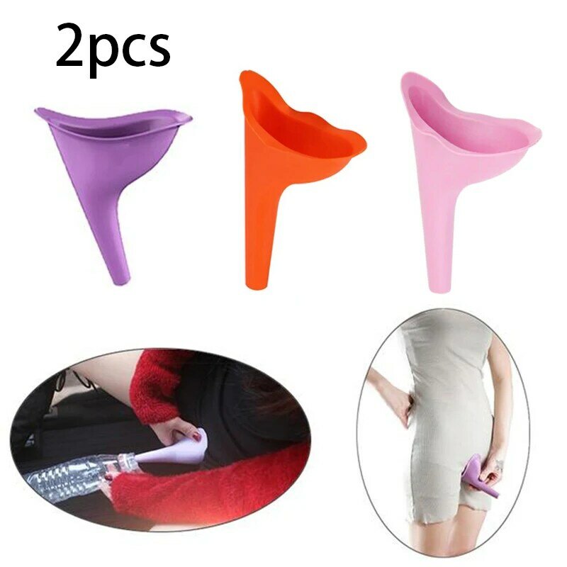 2pcs Woman Standing Piss Portable Toilet Urinal Camping Tent Outdoor Travel Emergency Soft Silicone Pee Funnel Urine Toilet