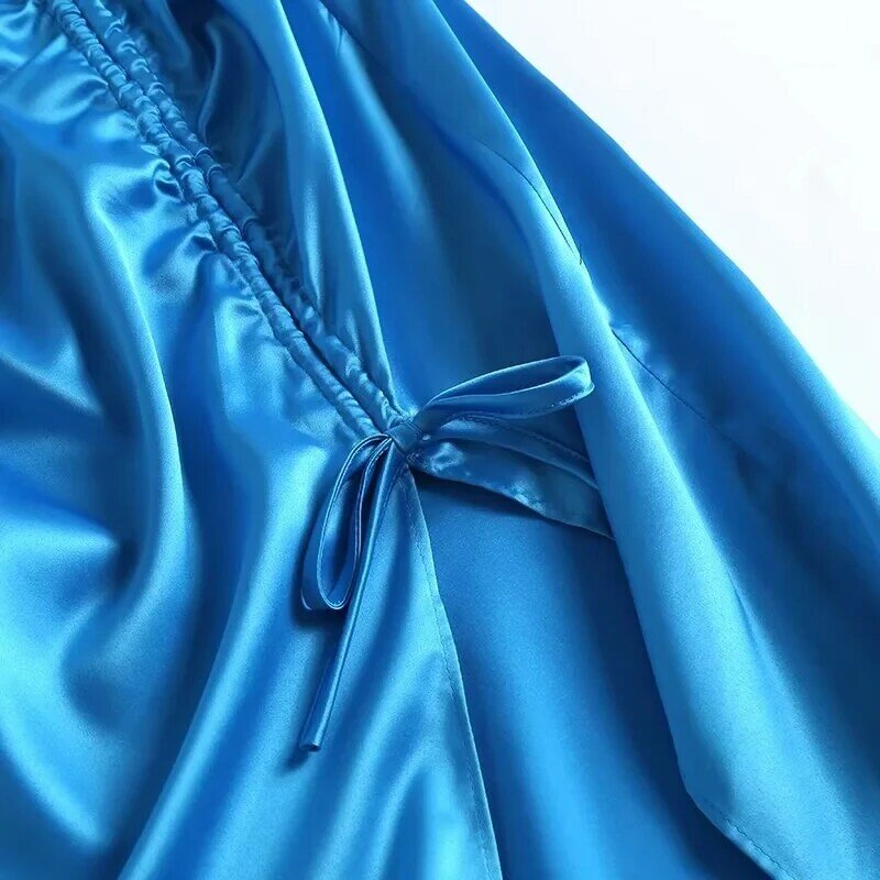 Minifaldas de satén para mujer, faldas rectas de cintura alta, color azul, estilo Jenny & Tony Enlgand