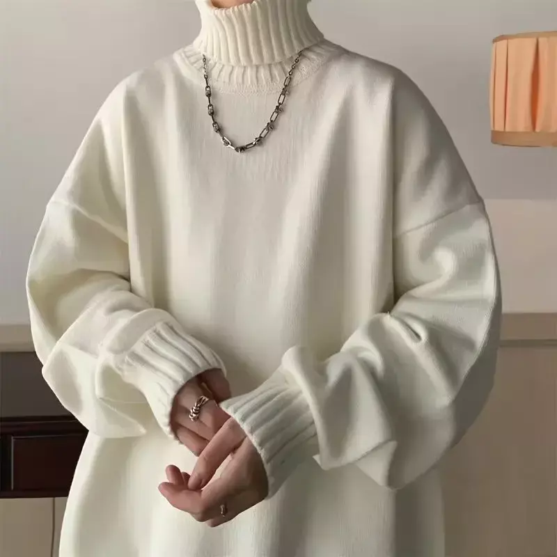 Jesienno-zimowy sweter z dzianiny zagęszczony męski koreański Trend w wersji luźny japoński płaszcz zimowy z styl Hong Kong