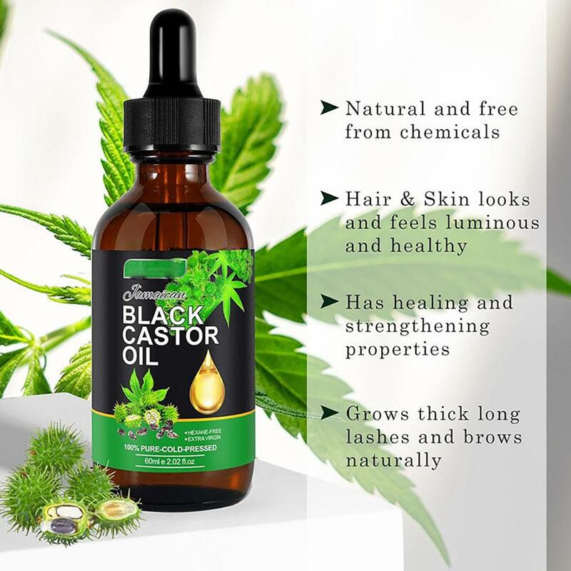 Black Castor Oil para a pele nutritiva, Massagem Óleo Essencial, Crescimento das sobrancelhas, Impede o envelhecimento da pele, Produtos do cuidado do corpo