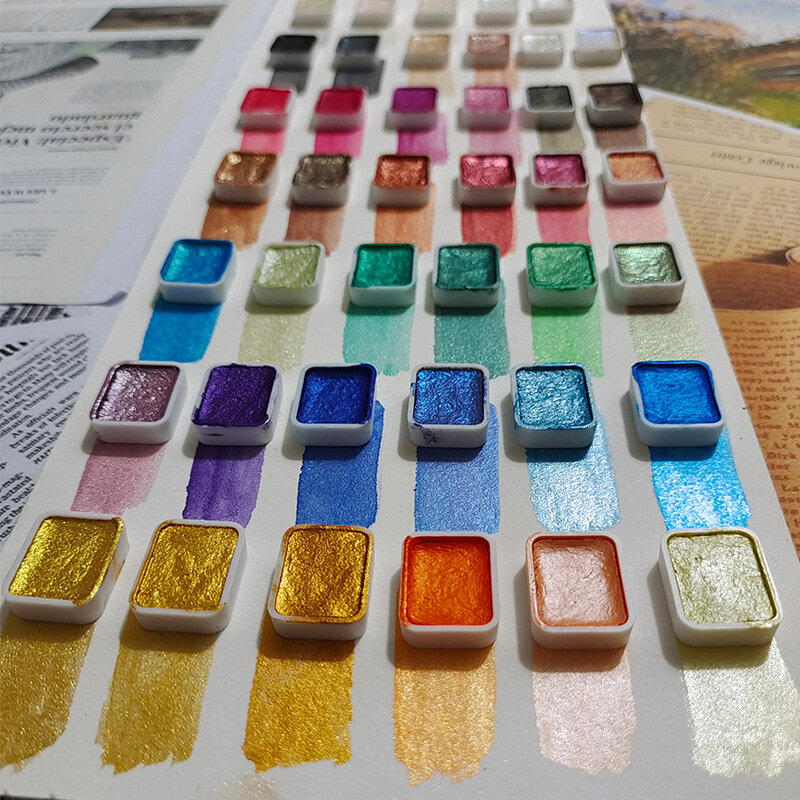 بيرليسسينت ألوان مائية صلبة لطلاء الأظافر مرسومة باليد تصميم فلاش بيرليسسينت معدن معكرون كاندي الألوان سلسلة