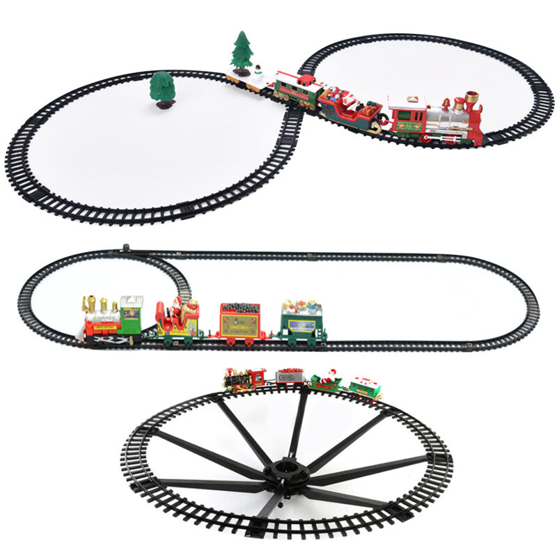 รถไฟขบวนคริสต์มาสพร้อมเสียงชุดรถไฟไฟฟ้าของขวัญสำหรับเด็ก