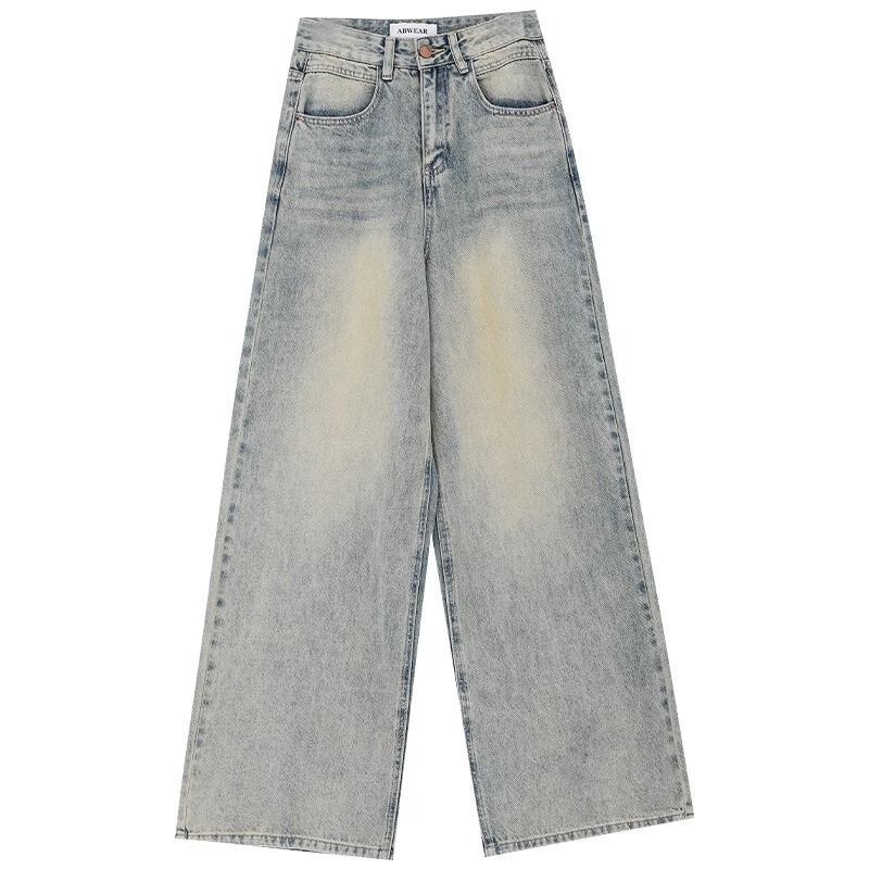 Женские винтажные джинсы в стиле гранж Deeptown, Свободные мешковатые джинсовые брюки большого размера с широкими штанинами, Модные свободные брюки в Корейском стиле, уличная одежда, Y2k