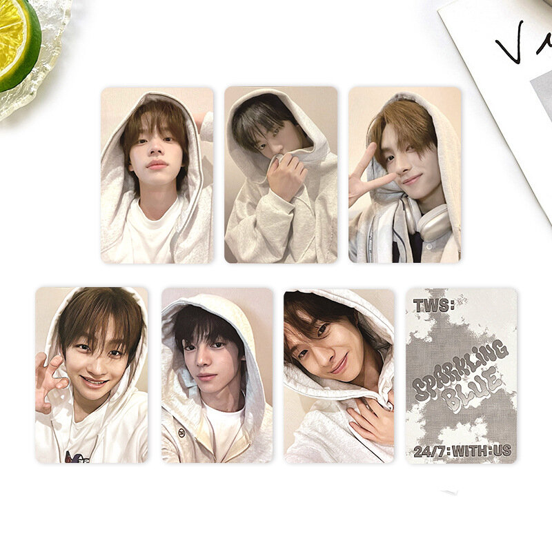 9Pcs/Set KPOP TWS New Album Sparkling Blue Photo LOMO Mini Card Postcard Sign in Card Double Sided Merch Gift Fans Collect