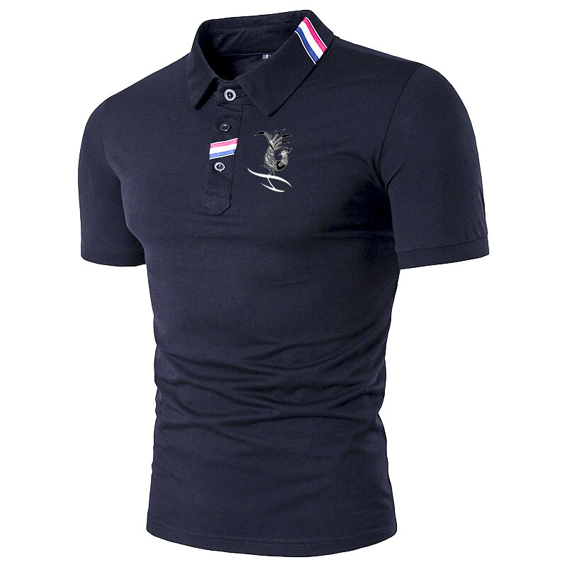 HDDHDHH Brand Printing Short Sleeve Lapel T-Shirt Men's Summer Slim Polo Shirt Top