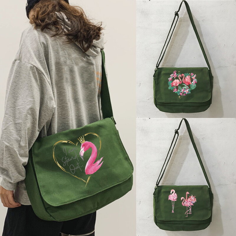 Torba damska japońska wielofunkcyjna torba uniwersalna duża pojemność przenośne jedno ramię Flamingo wzór torby