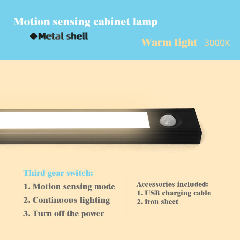 LED Lampu Malam USB Isi Ulang Lampu Kabinet Tubuh Manusia Lampu Malam Induksi untuk Dapur Kamar Tidur Lemari Samping Tempat Tidur Lampu LED
