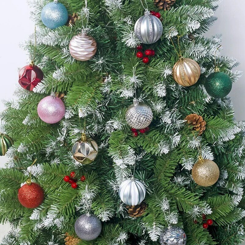 12 pz/set 6 colori 6cm albero di palline di natale decorato diametro ciondolo regalo decorato con palla di natale