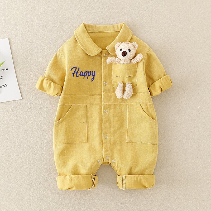 Jumpersuit bordir nama pribadi anak-anak nama Anda kustom hadiah Pancuran bayi pakaian bayi balita musim gugur musim semi anak