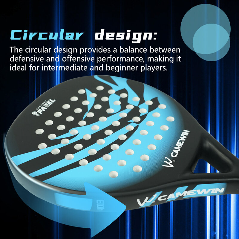 POWKIDDY Padel racket carbon fiber surface with EVA memory elastic foam core tennis racket lightweight