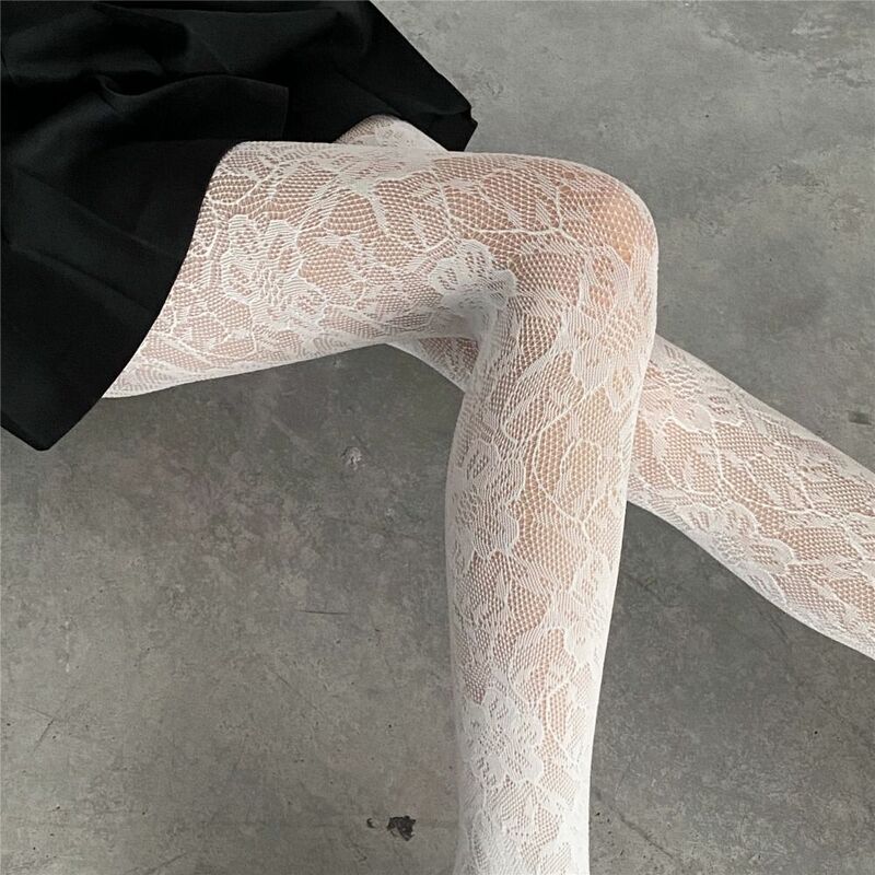 Embroidery Mesh Stockings Fashion Hollow Out Flower Sexy Pantyhose Cool Girl Colored Hipster Harajuku Stockings