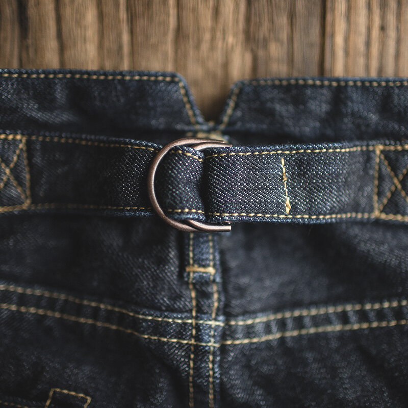 Maden-Jeans en denim droit vintage américain pour hommes, jean foncé Amekaji, oreille rouge, vache originale, vêtements de travail d'automne et de printemps