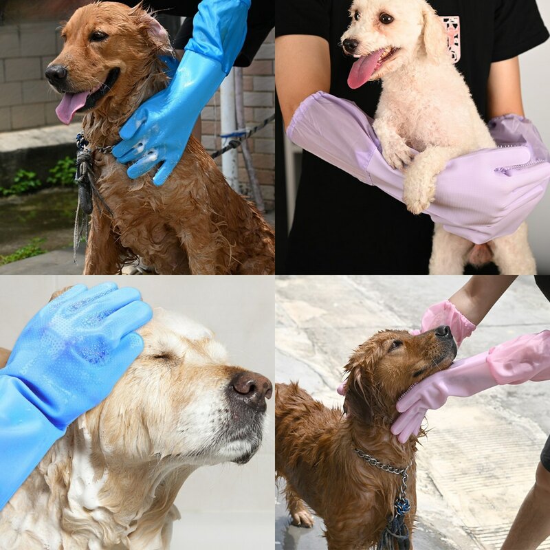 Pet Grooming Cleaning Gloves Dog Cat Bathing Glove Indirect Shampoo Gel Scrubber Clean Soft Silicone Glove Hand Skin Protection