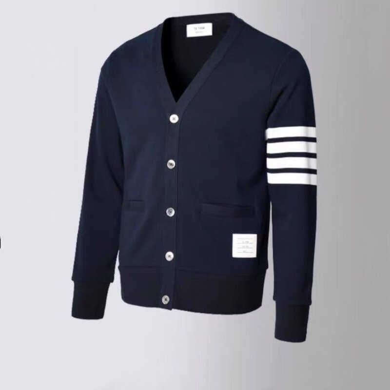 Мужской доступный кардиган, свитер, зимний брендовый модный вязаный мужской кардиган, черный корейский повседневный жакет, мужская одежда