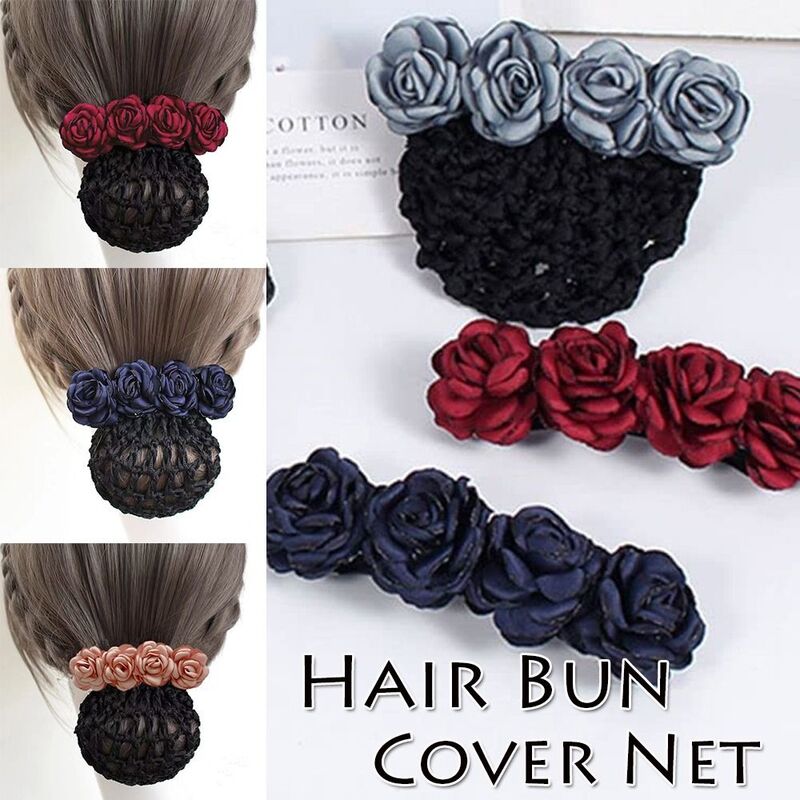 Fita francesa cabelo clip para mulheres, arco presilha, Snood Hairnet, flor cobrir Net