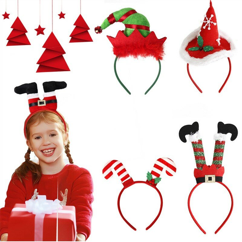 2024 Cartoon Weihnachten Stirnband Santa Hut Clown Bein Haarband Weihnachten Dekor Kopf bedeckung Neujahr Noel Party begünstigt Kinder Geschenk Drops hip