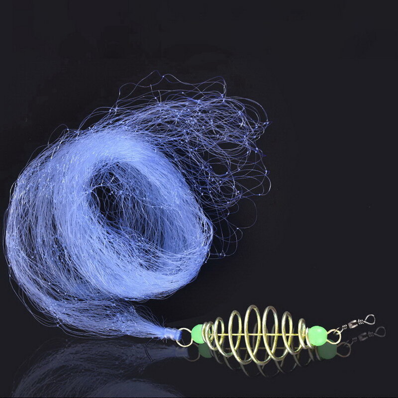 1 buah jaring ikan sepatu musim semi dengan malam bercahaya bola manik padat konektor pancing cincin untuk perlengkapan memancing air tawar