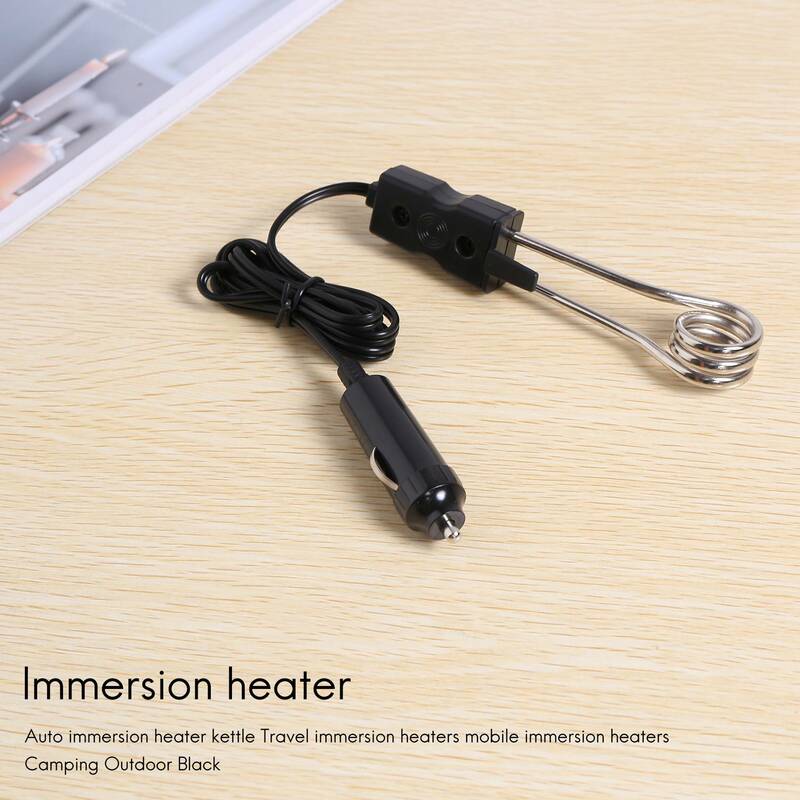 Auto immersion heater kettle Travel immersion heaters mobile immersion heaters Camping Outdoor Black